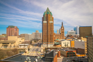 Fototapeta na wymiar Downtown skyline with Buildings in Milwaukee USA