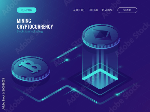 Mining Bitcoin And Ethereum Crypto Currency Mining Server Farm Room - 