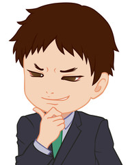 ニヤリとするちびキャラ　男性　タイプC