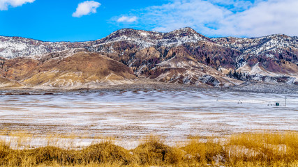 Winter Landscape in the semi desert of the Thompson River Valley between Kamloops and Cache Creek...