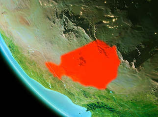 Niger in red in the evening