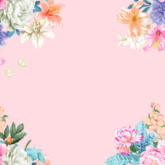 Watercolor rose flower collection