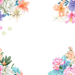 Watercolor rose flower collection