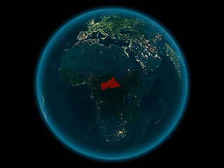 Central Africa on planet Earth in space at night
