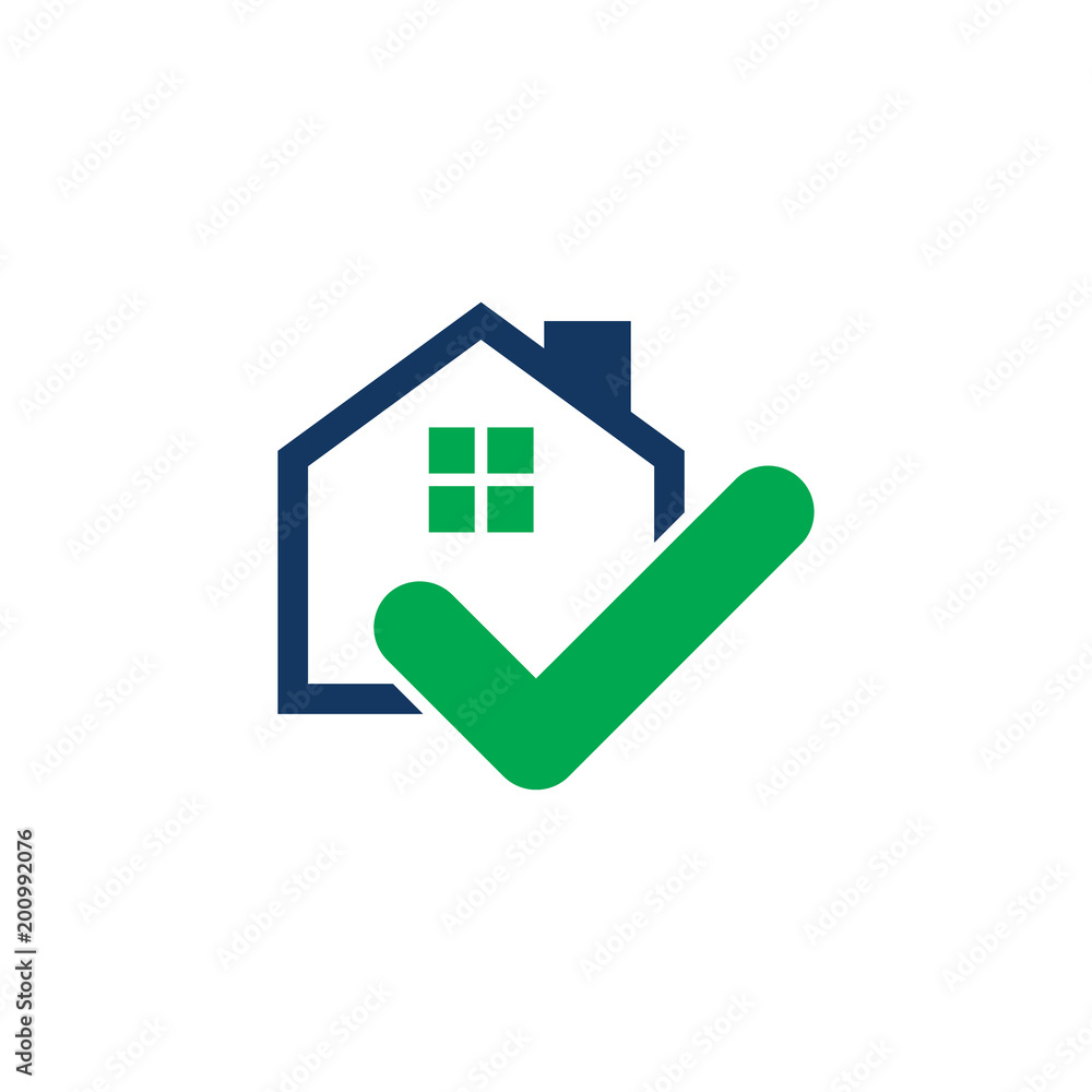 Sticker check house logo icon design