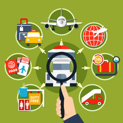 Airport Service Symbols Flat Poster 