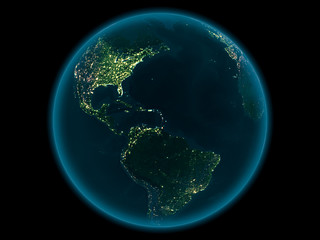 Fototapeta na wymiar Caribbean on planet Earth in space at night