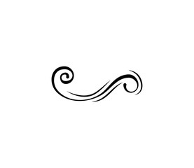 Calligraphic scroll line, swirl, wave, divider, design element. Weddign, card, Christmas. Vector.