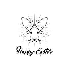 Happy Easter bunny. Greeting card. Easter holiday symbol. Rabbit face. Vector.