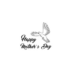 Mothers day greeting card. Dove bird. Moms holiday gift. Vector.