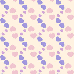 Funny colorful hearts vector simple seamless pattern.