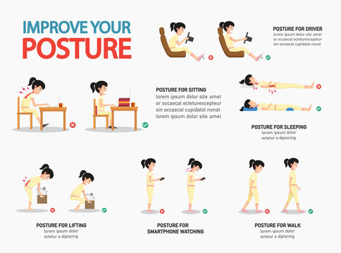 Improve your posture infographic,vector illustration