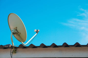 Digital TV Receiver Installed on the roof of the house.
