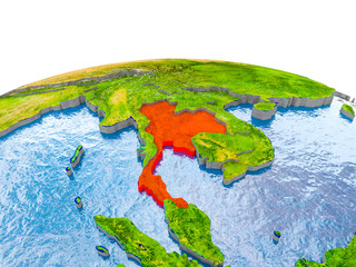 Thailand on model of Earth