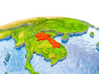Laos on model of Earth