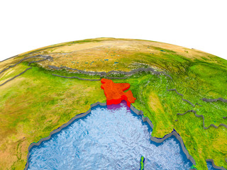Bangladesh on model of Earth