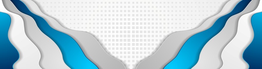 Abstract blue grey corporate wavy banner design