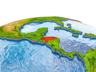 Honduras on model of Earth