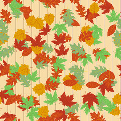 Seamless pattern with autumn leaves. Vector.