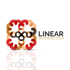Abstract flower or star, linear thin line icon. Minimalistic business geometric shape symbol created with line segments