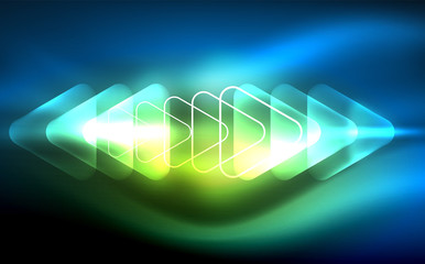 Glowing vector triangle geometric shapes in dark space