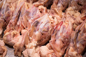 Whole of fresh chicken frame for sale in the market.