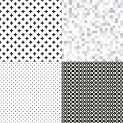 Set of seamless patterns. Checkered background. Abstract geometric wallpaper of the surface. Dotted texture. Print for polygraphy, posters, t-shirts and textiles. Doodle for design. Art creation