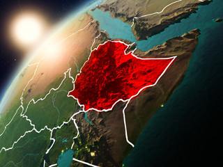 Ethiopia on planet Earth in sunset
