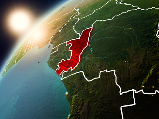 Congo on planet Earth in sunset