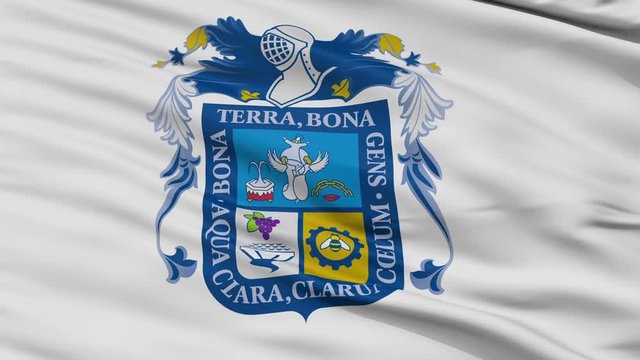 Aguascalientes closeup flag, city of Mexico, realistic animation seamless loop - 10 seconds long