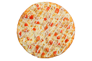 Pizza isolated on white background. Top view