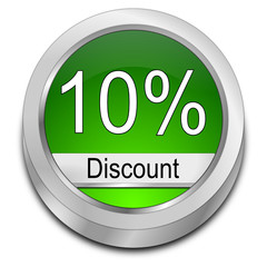 10% Discount button - 3D illustration