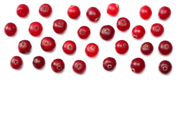 Cranberry isolated on white. With clipping path. Full depth of field. top view