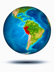 Peru on Earth with white background