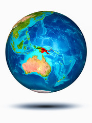 Papua New Guinea on Earth with white background