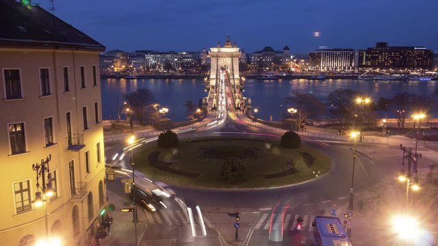 Timelapse of the traffic at Clark Adam square, Budapest