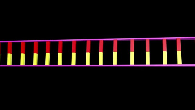 DNA editing. Strand twisting and opening. Horizontal view. 3d Animation.