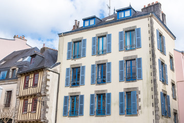 Fototapeta na wymiar Quimper in Brittany, beautiful old houses in the medieval city 