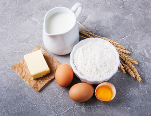 Baking ingredients - flour and eggs