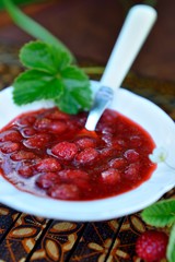 Just brewed jam made from strawberry
