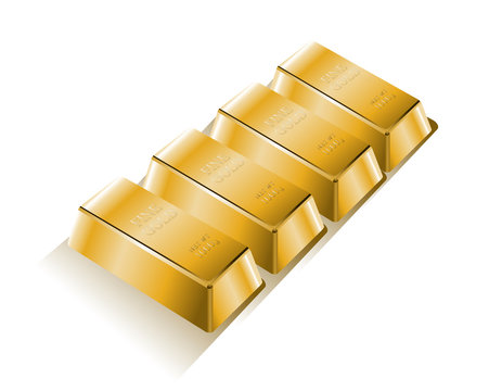 gold bar close up on isolated white