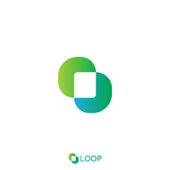 loop square box letter o logo. nature logo concept. vector illustration.