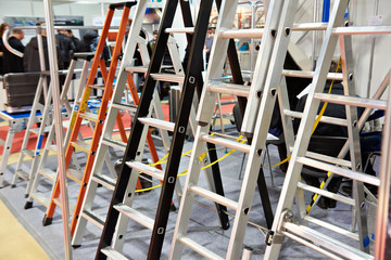 Stairs of ladder for construction in shop - obrazy, fototapety, plakaty