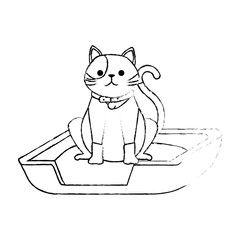 cute cat mascot in the bed character vector illustration design