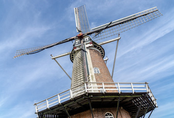 Old Dutch windmill of 1865 at the Oldenzaalsestraat 28 in the city of Ootmarsum. Used as...