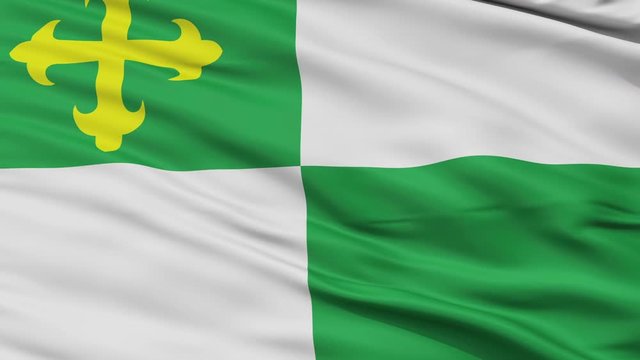 Comerio closeup flag, city of Puerto Rico, realistic animation seamless loop - 10 seconds long