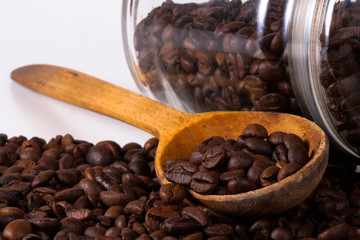 Coffee beans and jar