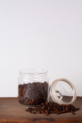 Coffee beans and jar