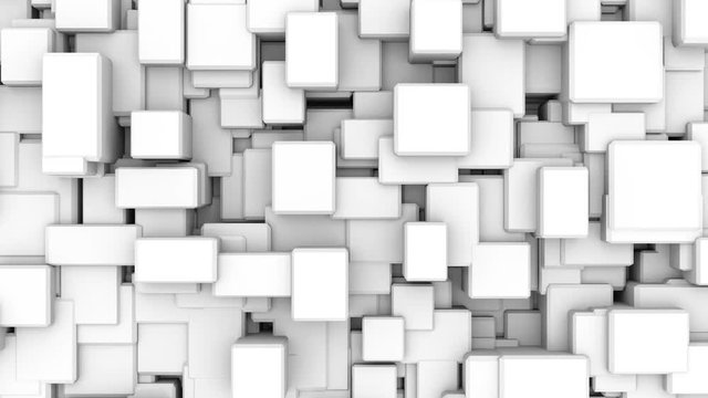Black and white cubes pulse, shift and extrude (Loop).