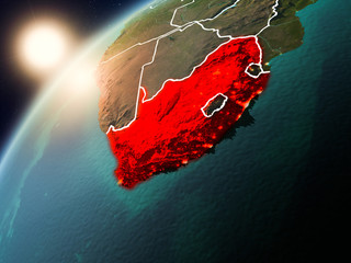 South Africa on planet Earth in sunset